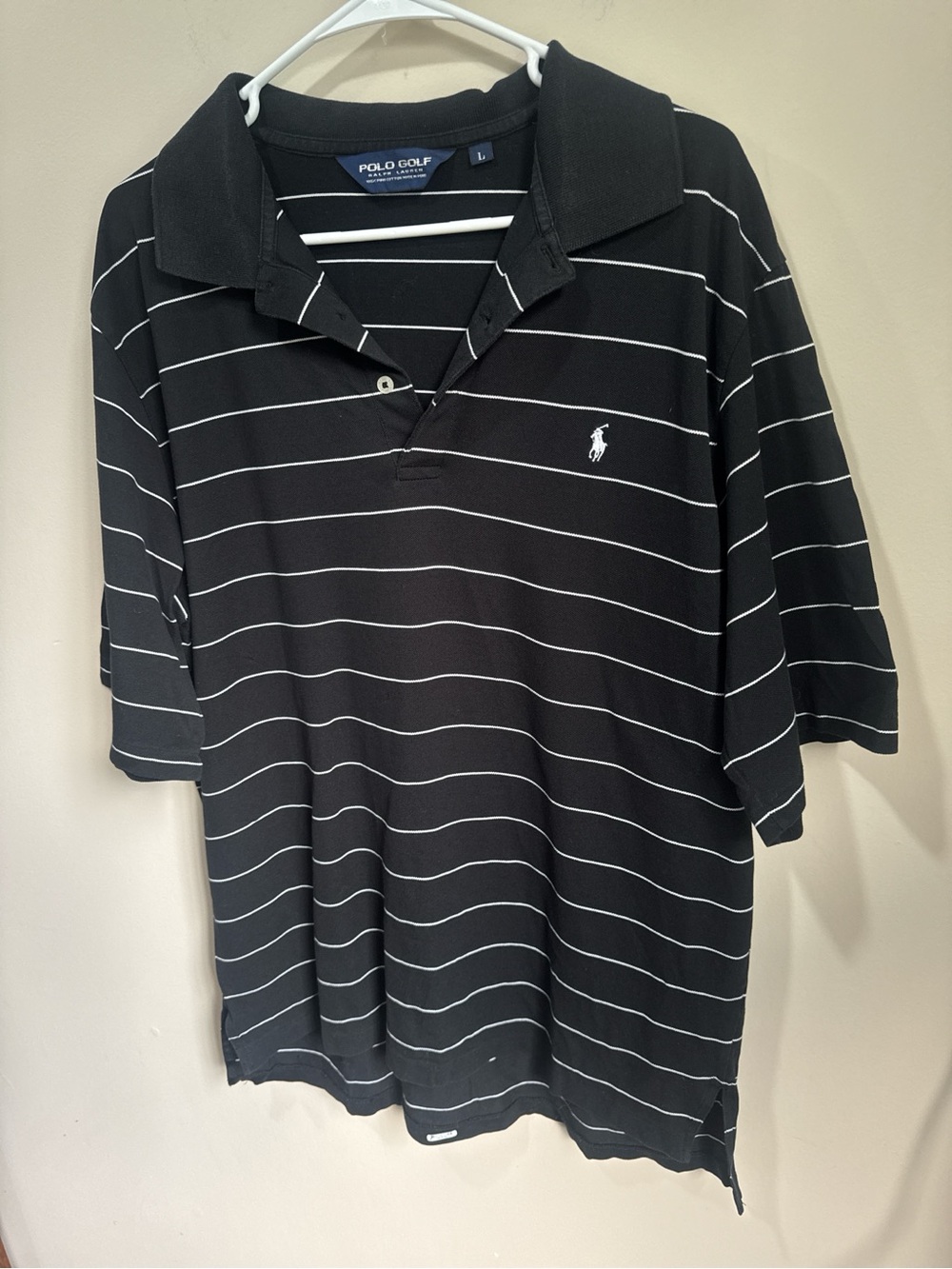 Polo by Ralph Lauren Black Polo with White Pinstripes